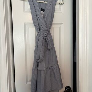 Tommy Hilfiger Gray Sleeveless Wrap Midi Dress